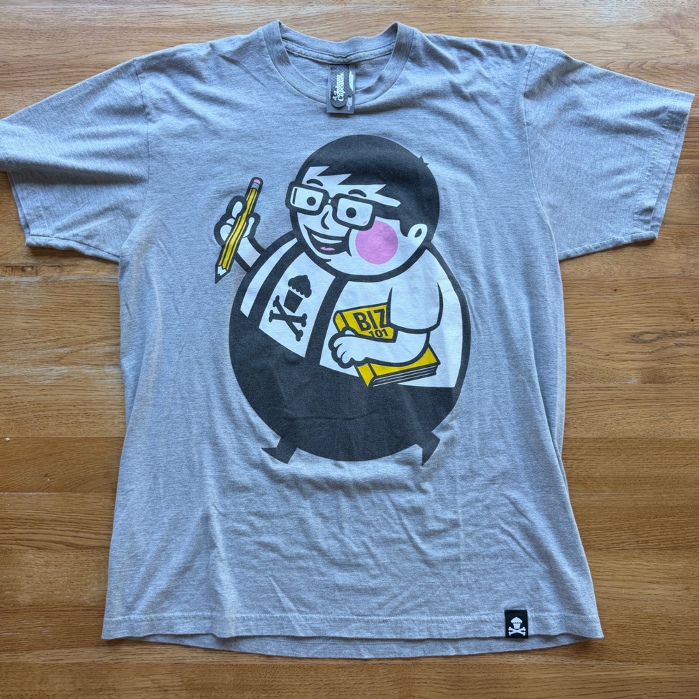 Johnny Cupcakes Lecture Series Gray Graphic T-Shirt Mens L Biz 101 Streetwear